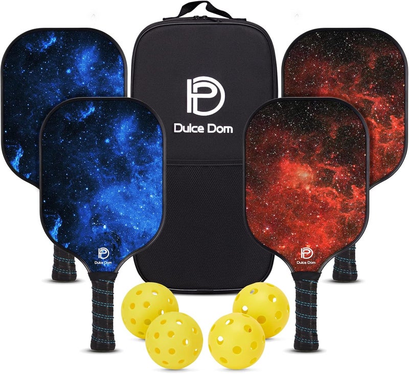 DULCE DOM Pickleball Paddles Set of 2/4 - USAPA Approved, 4 Indoor Outdoor Pickleball Balls, Fiberglass Surface Paddle Racket with Cover Bag, Ideal Training Equipment Gift for Men & Women - Image 1